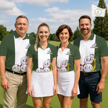 Load image into Gallery viewer, Custom Green White  Womens Golf Team Polo Shirt, Funny Golf Ball Family Design, Matching Team Outfit NHT789