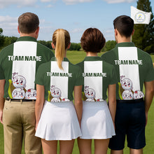 Load image into Gallery viewer, Custom Green White  Womens Golf Team Polo Shirt, Funny Golf Ball Family Design, Matching Team Outfit NHT789