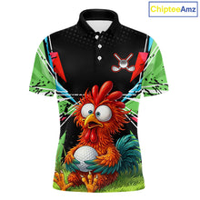 Load image into Gallery viewer, Personalized Crazy Rooster Golf Polo Shirt Green Abstract Geometric Golf Apparel for Men