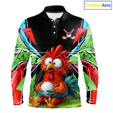 Load image into Gallery viewer, Personalized Crazy Rooster Golf Polo Shirt Green Abstract Geometric Golf Apparel for Men
