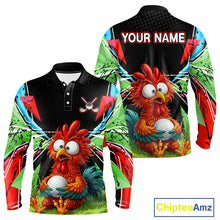 Load image into Gallery viewer, Personalized Crazy Rooster Golf Polo Shirt Green Abstract Geometric Golf Apparel for Men
