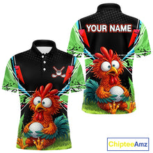Load image into Gallery viewer, Personalized Crazy Rooster Golf Polo Shirt Green Abstract Geometric Golf Apparel for Men