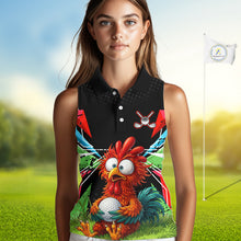 Load image into Gallery viewer, Personalized Crazy Rooster Womens Sleeveless Golf Polo Green Abstract Geometric Golf Apparel For Womens NHT955