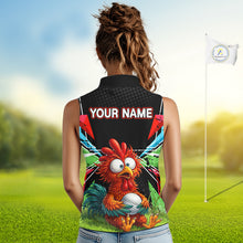 Load image into Gallery viewer, Personalized Crazy Rooster Womens Sleeveless Golf Polo Green Abstract Geometric Golf Apparel For Womens NHT955