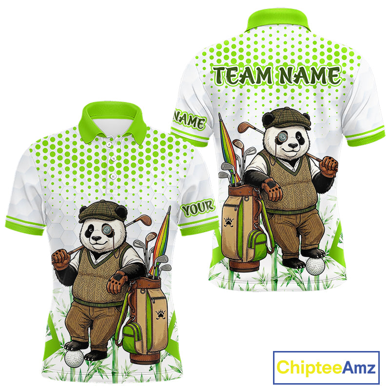 Personalized Vintage Panda Gentleman Golf Polo, Performance Golf Jersey For Men