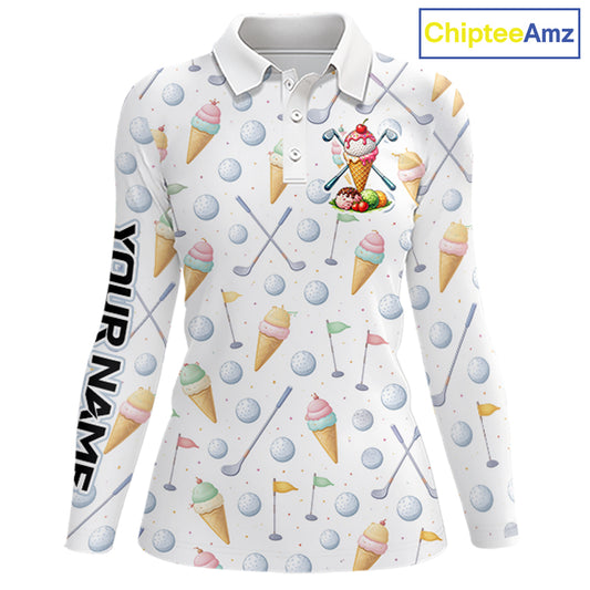 Funny Ice Cream Womens Golf Polo Shirts Jersey – Personalized Team Name Golf Shirt NHT809
