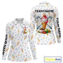 Load image into Gallery viewer, Funny Ice Cream Womens Golf Polo Shirts Jersey – Personalized Team Name Golf Shirt NHT809