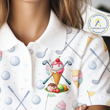 Load image into Gallery viewer, Funny Ice Cream Womens Golf Polo Shirts Jersey – Personalized Team Name Golf Shirt NHT809