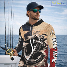 Load image into Gallery viewer, Patriotic Anchor Fishing Shirts Long Sleeve Hooded – Texas Flag Vintage Anchor Fisherman Shirt NHT610