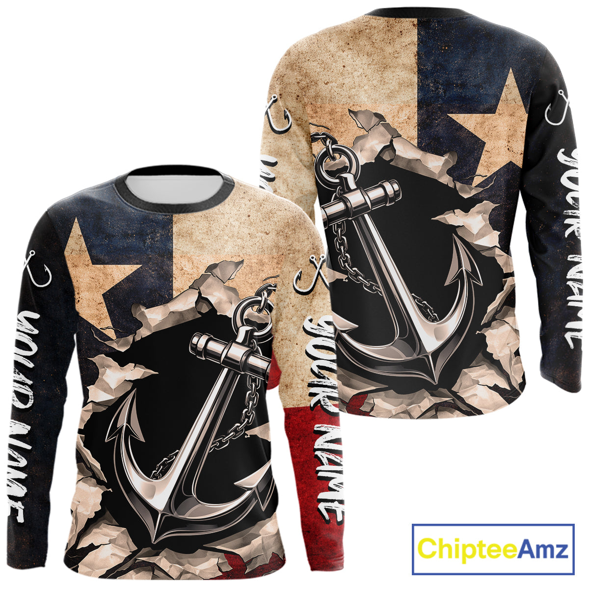 Patriotic Anchor Fishing Shirts Long Sleeve – Texas Flag Vintage Anchor Fisherman Shirt NHT610
