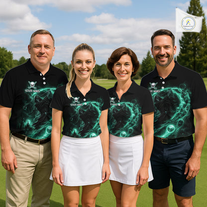 Green Grim Reaper Mens Golf Polo Shirt – Personalized Team Name Gothic Golf Jersey NHT1143