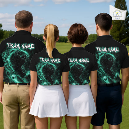 Green Grim Reaper Mens Golf Polo Shirt – Personalized Team Name Gothic Golf Jersey NHT1143