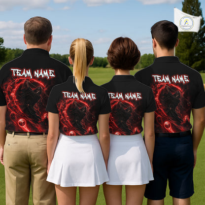 Red Grim Reaper Mens Golf Polo Shirt – Personalized Team Name Gothic Golf Jersey NHT1144