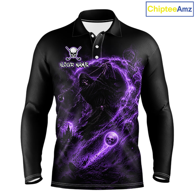Black long-sleeve shirt with purple graphic design and 'ChipteeAmz' branding.