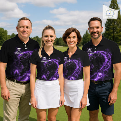 Purple Grim Reaper Mens Golf Polo Shirt – Personalized Team Name Gothic Golf Jersey NHT1145