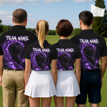 Purple Grim Reaper Mens Golf Polo Shirt – Personalized Team Name Gothic Golf Jersey NHT1145