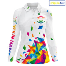 Load image into Gallery viewer, Custom Name Womens Golf Polo Jerseys – Breathable Colorful Geometric Athletic Shirt NHT839