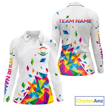 Load image into Gallery viewer, Custom Name Womens Golf Polo Jerseys – Breathable Colorful Geometric Athletic Shirt NHT839