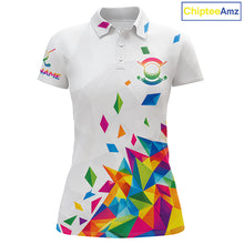 Load image into Gallery viewer, Custom Name Womens Golf Polo Jerseys – Breathable Colorful Geometric Athletic Shirt NHT839