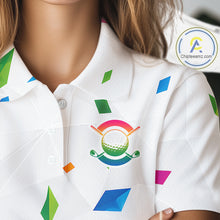 Load image into Gallery viewer, Custom Name Womens Golf Polo Jerseys – Breathable Colorful Geometric Athletic Shirt NHT839