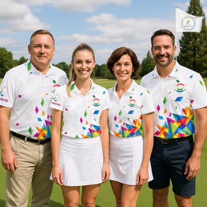 Custom Name Womens Golf Polo Jerseys – Breathable Colorful Geometric Athletic Shirt NHT839