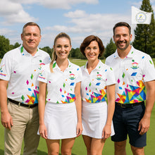 Load image into Gallery viewer, Custom Name Womens Golf Polo Jerseys – Breathable Colorful Geometric Athletic Shirt NHT839