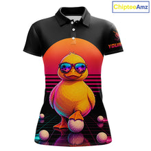 Load image into Gallery viewer, Personalized Funny Duck Cool Womens Golf Polo Shirt – Vintage Neon Golf Design