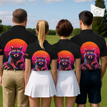 Load image into Gallery viewer, Personalized Funny Raccoon Womens Golf Polo Shirt – Vintage Neon Golf Design NHT995