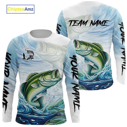 Bass Fishing Shirts Long Sleeve Customized Name Shirts, Largemouth Bass Fishing Jerseys NHT384