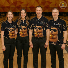 Load image into Gallery viewer, Funny Capybara Bowling Custom Polo Shirt, Quarter Zip Jersey, Personalized Team Name  NHT1158