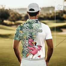 Load image into Gallery viewer, Funny Pink Flamingo Green Tropical Pattern Golf Polo Shirt Custom Golf Shirts For Men NHT648