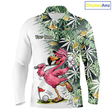 Load image into Gallery viewer, Funny Pink Flamingo Green Tropical Pattern Golf Polo Shirt Custom Golf Shirts For Men NHT648