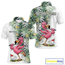Load image into Gallery viewer, Funny Pink Flamingo Green Tropical Pattern Golf Polo Shirt Custom Golf Shirts For Men NHT648