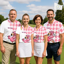 Load image into Gallery viewer, Funny Pink Flamingo Argyle Pink Pattern Golf Polo Shirt Custom Golf Shirts For Womens NHT650