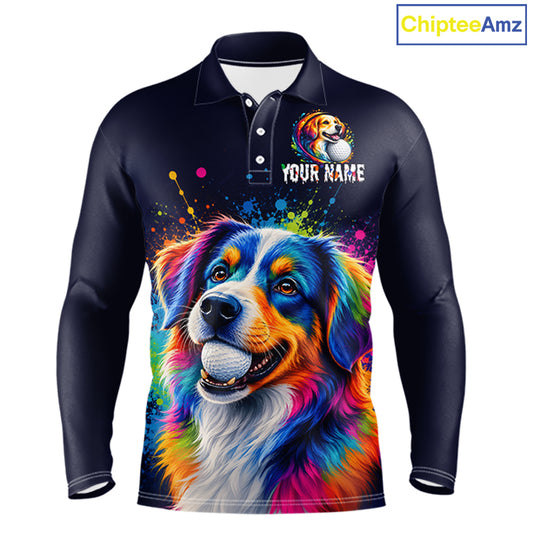 Personalized Australian Shepherd Mens Golf Polo Shirt - Custom Dog Lover Team Name Jersey NHT1011