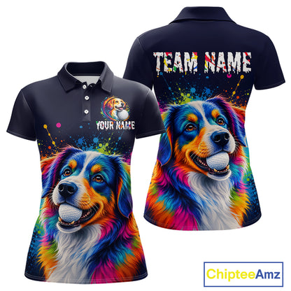 Personalized Australian Shepherd Womens Golf Polo Shirt - Custom Dog Lover Team Name Jersey