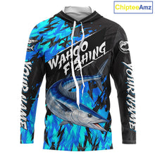 Load image into Gallery viewer, Personalized Wahoo Blue Long Sleeve Performance Fishing Shirts, Fishing Shirt For Men NHT454