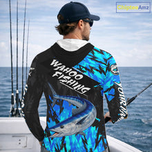 Load image into Gallery viewer, Personalized Wahoo Blue Long Sleeve Performance Fishing Shirts, Fishing Shirt For Men NHT454