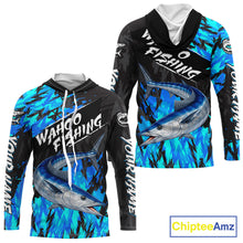 Load image into Gallery viewer, Personalized Wahoo Blue Long Sleeve Performance Fishing Shirts, Fishing Shirt For Men NHT454