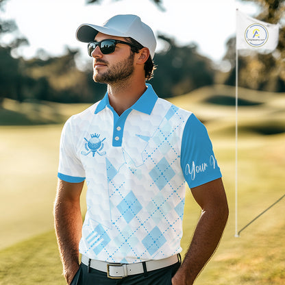Personalized Golf Shirt Argyle Style – Custom Name Polo, Gift For Dad, Golfer Gift Idea NHT671