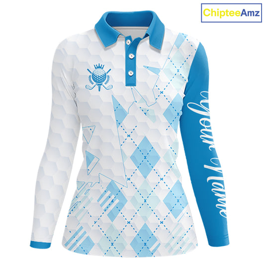 Personalized Womens Golf Shirt Argyle Style – Custom Name Polo, Gift For Mom, Golfer Gift Idea NHT671