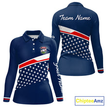 Load image into Gallery viewer, Blue Navy American Flag Womens Golf Polo Shirts Custom Patriotic Team Golf Shirts For Womens Golf Gifts NHT693