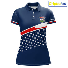 Load image into Gallery viewer, Blue Navy American Flag Womens Golf Polo Shirts Custom Patriotic Team Golf Shirts For Womens Golf Gifts NHT693