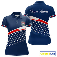 Load image into Gallery viewer, Blue Navy American Flag Womens Golf Polo Shirts Custom Patriotic Team Golf Shirts For Womens Golf Gifts NHT693