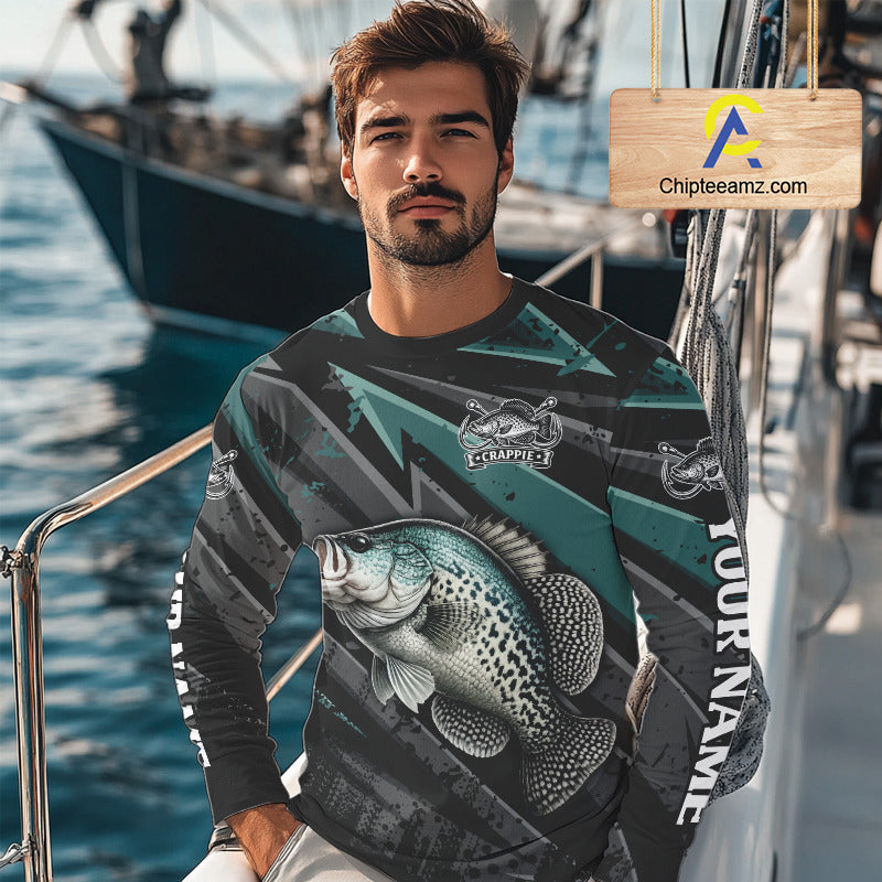 Crappie Custom Long Sleeve Performance Fishing Shirts, Crappie Hunter Fishing Shirt NHT525