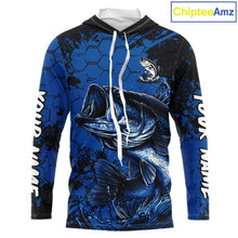 Load image into Gallery viewer, Personalized Bass Fishing Jerseys For Fishing Team, Bass Fishing Shirts Hooded Long Sleeve NHT526
