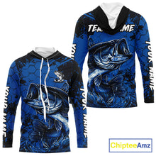 Load image into Gallery viewer, Personalized Bass Fishing Jerseys For Fishing Team, Bass Fishing Shirts Hooded Long Sleeve NHT526
