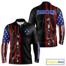 Load image into Gallery viewer, Custom Mens Golf Polo Shirt USA Flag, Golf Family Team Shirt, School Team Golf Shirt, Patriotic Golf Shirt NHT715
