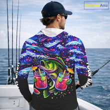 Load image into Gallery viewer, Bass Fishing Shirts Long Sleeve Hooded- Neon Bass Shirt, Funny Fishing Gift For Fishermen NHT535