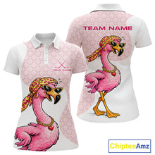 Load image into Gallery viewer, White Pink Womens Golf Shirt Flamingo Golf Funny Custom Team Name Cool Gift For Golfer NHT546